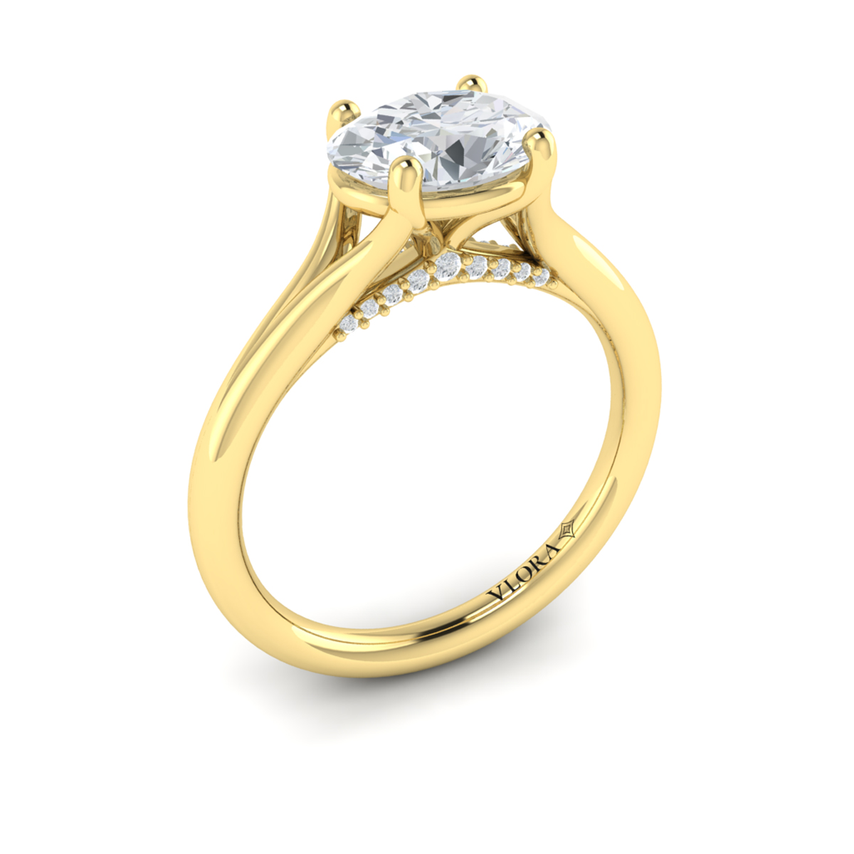 Horizon Solitaire Spit Shank Oval Engagement Ring