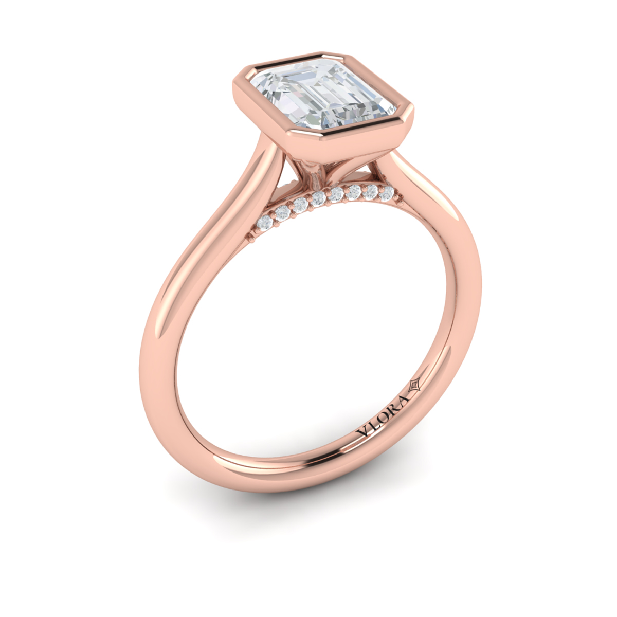 Singular Emerald Cut Bezel Engagement Ring