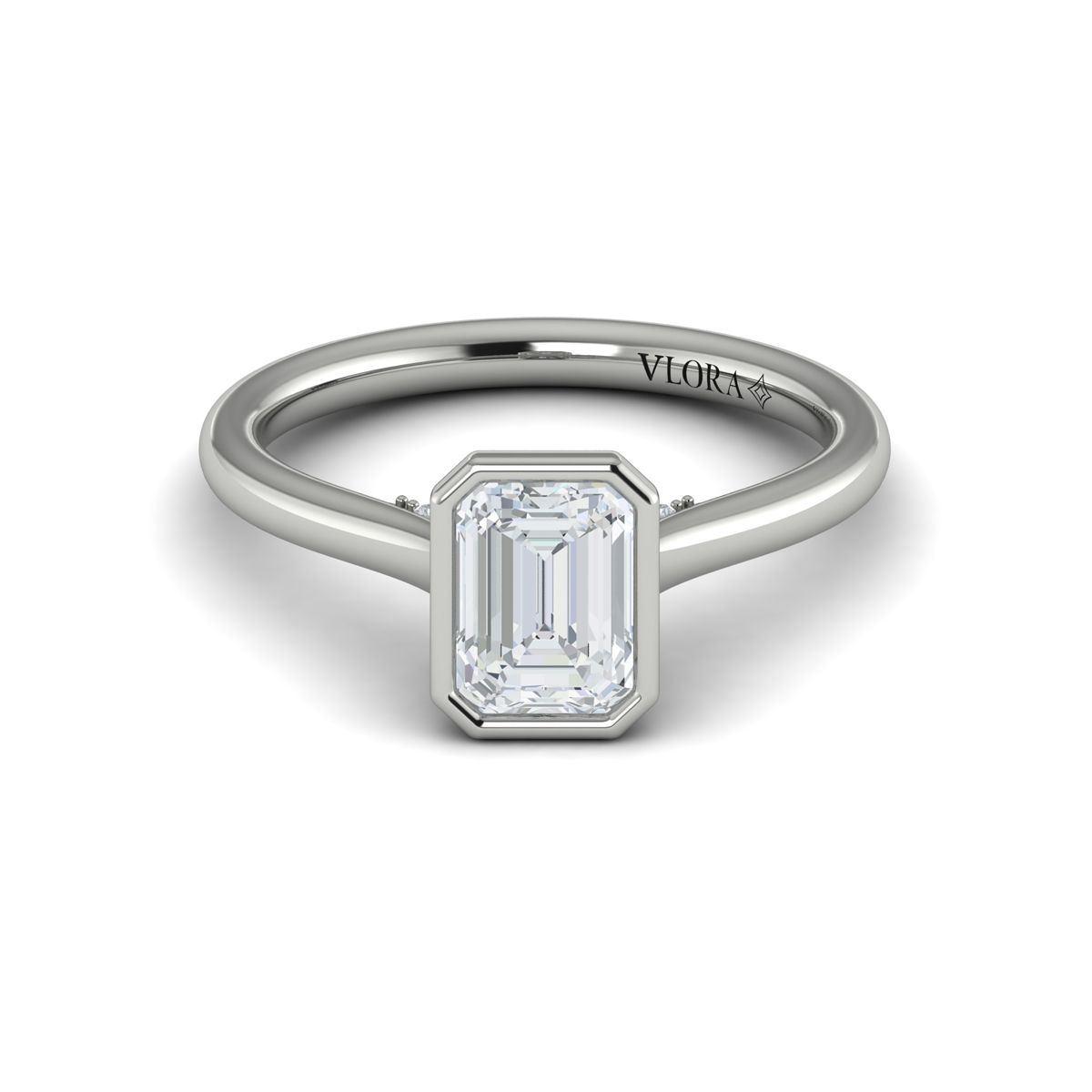 Singular Emerald Cut Bezel Engagement Ring