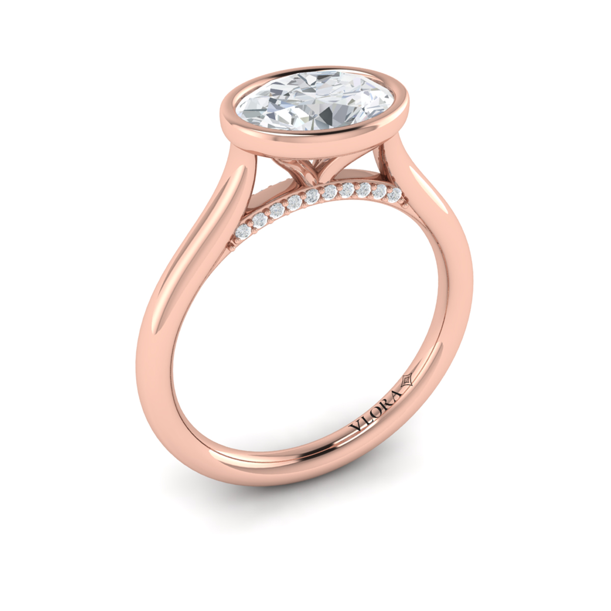 Horizon Solitaire Oval Bezel Engagement Ring