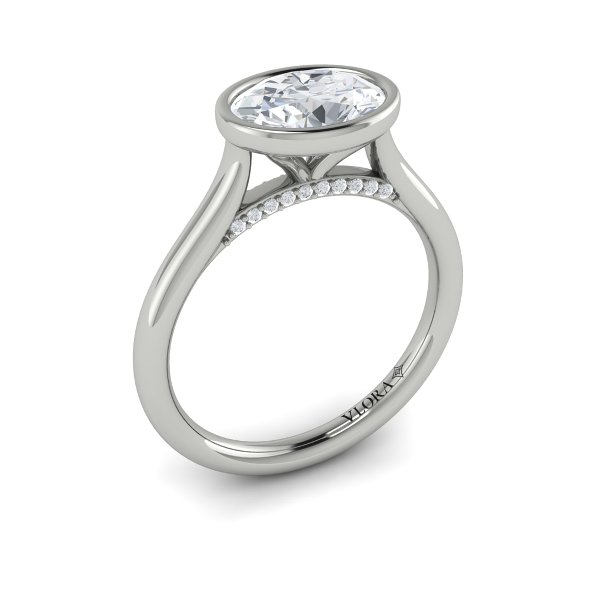Horizon Solitaire Oval Bezel Engagement Ring