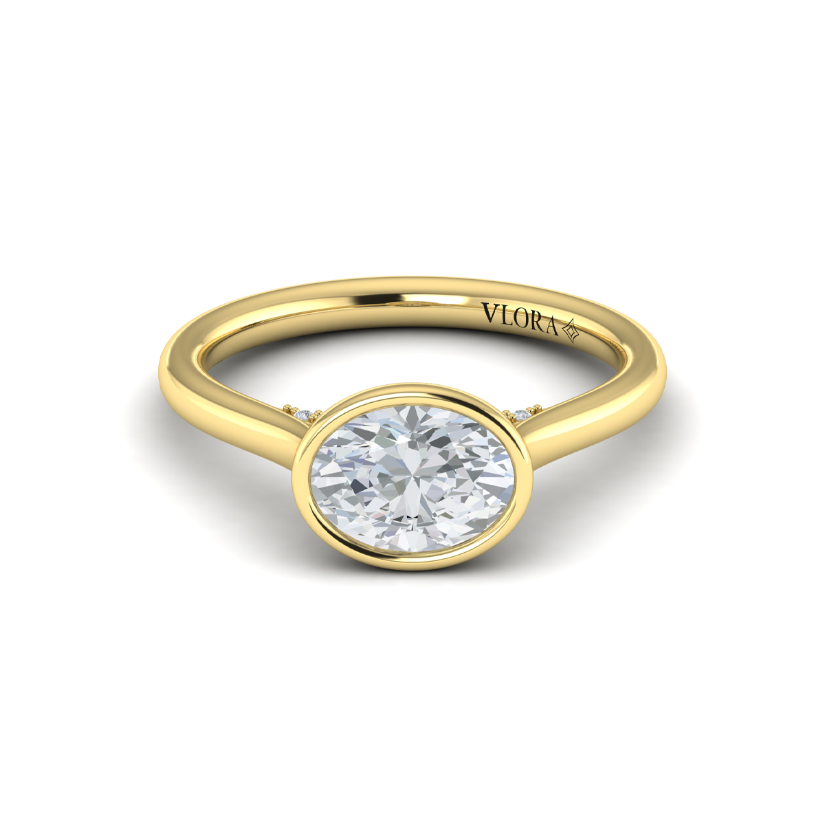 Horizon Solitaire Oval Bezel Engagement Ring