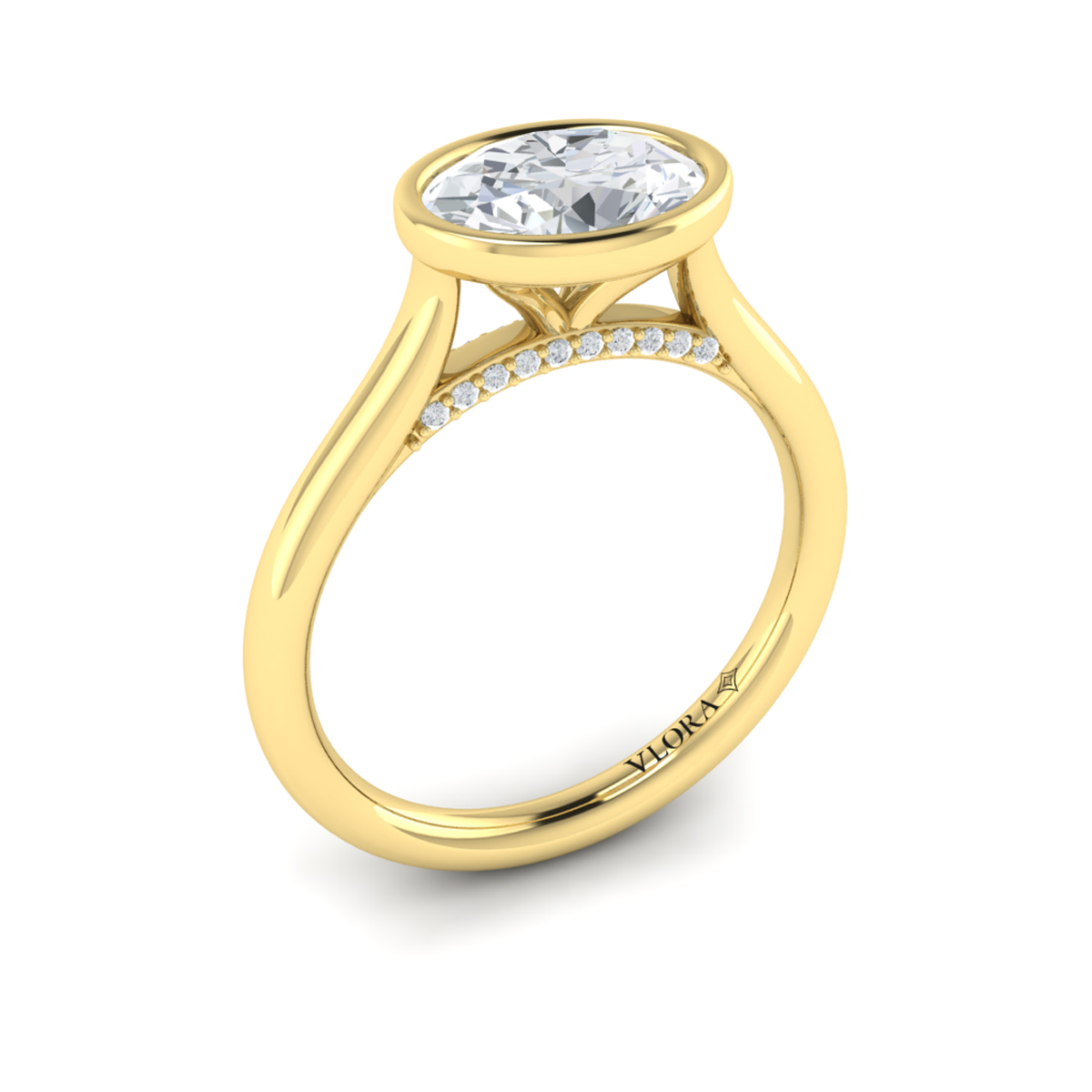 Horizon Solitaire Oval Bezel Engagement Ring