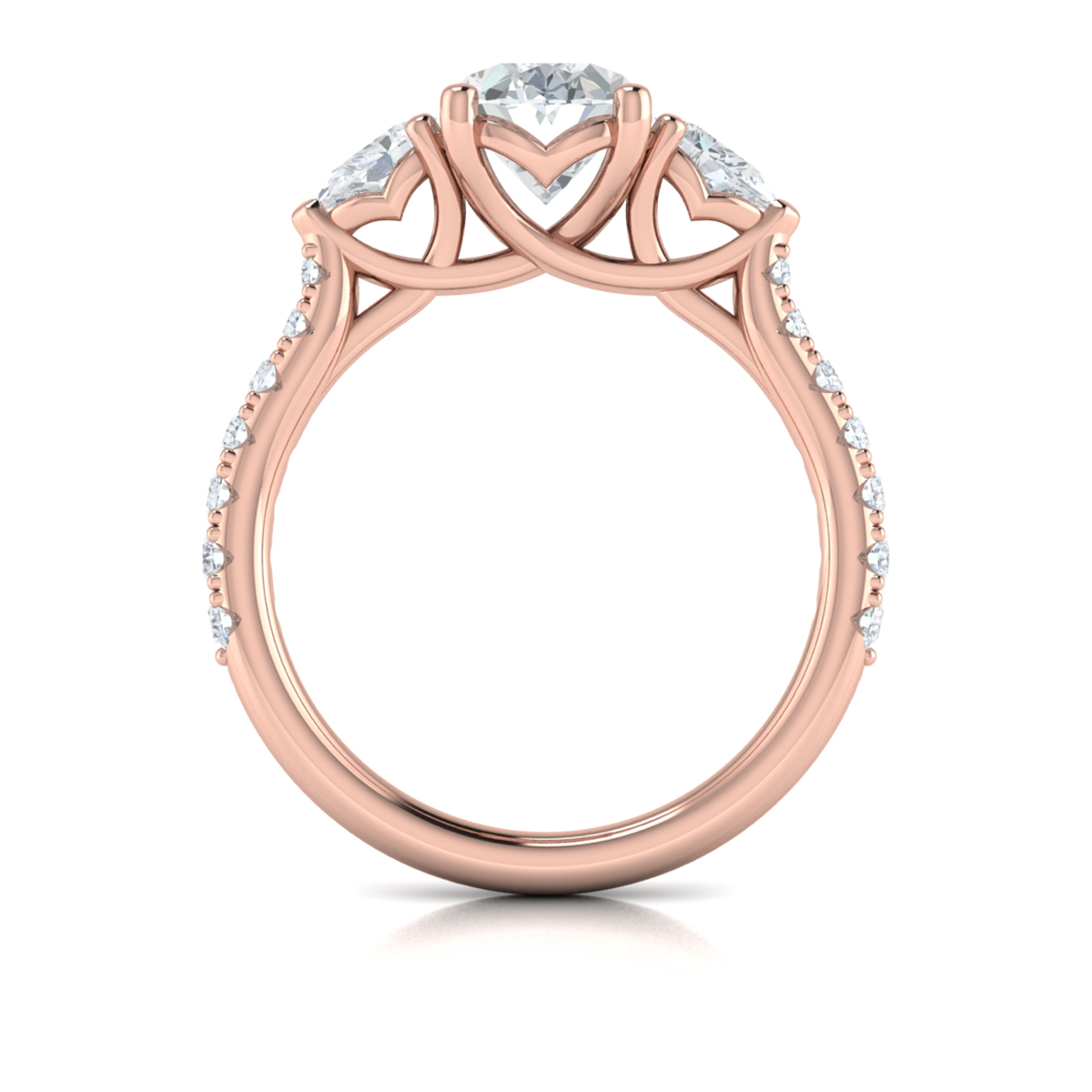 Graceful Trio Three Stone Engagement Ring
