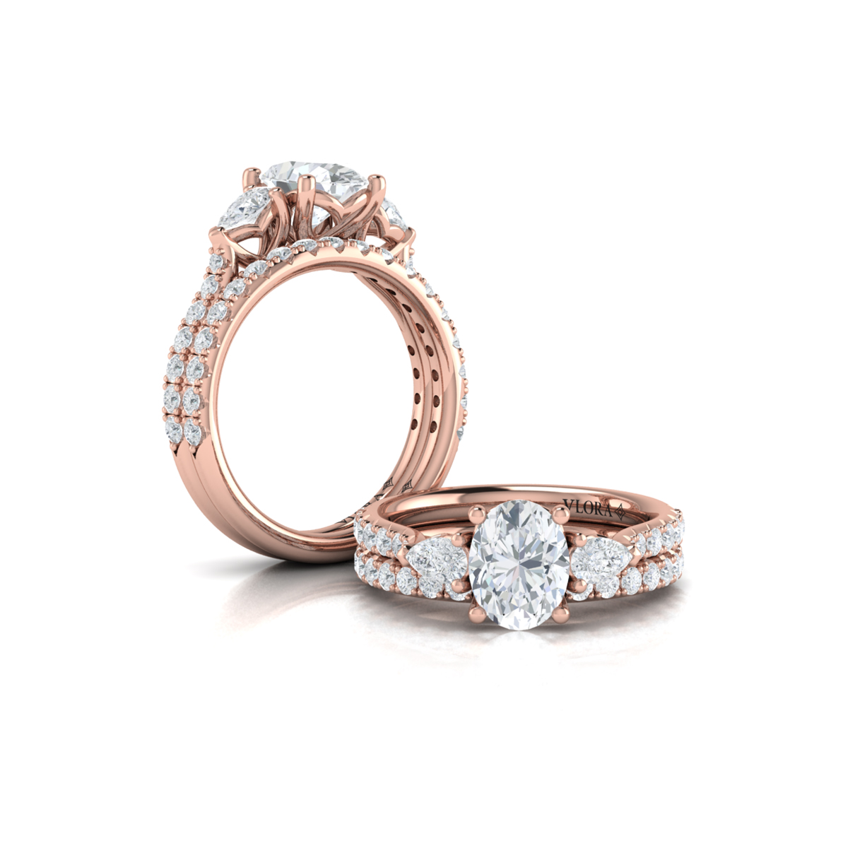 Graceful Trio Three Stone Engagement Ring