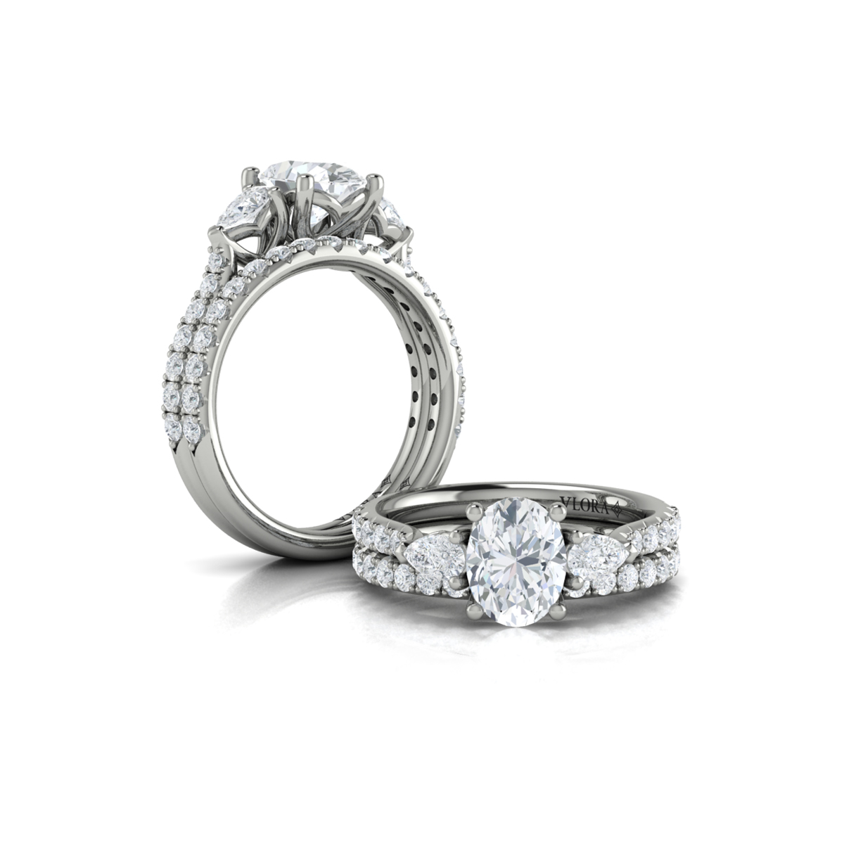 Graceful Trio Three Stone Engagement Ring