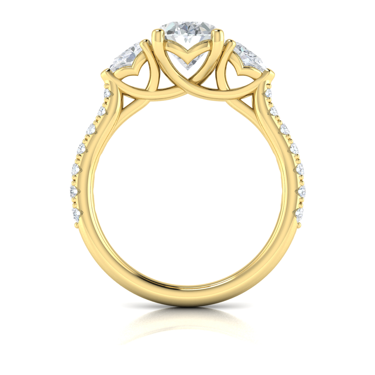 Graceful Trio Three Stone Engagement Ring