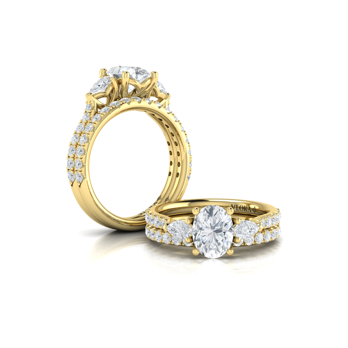Graceful Trio Three Stone Engagement Ring