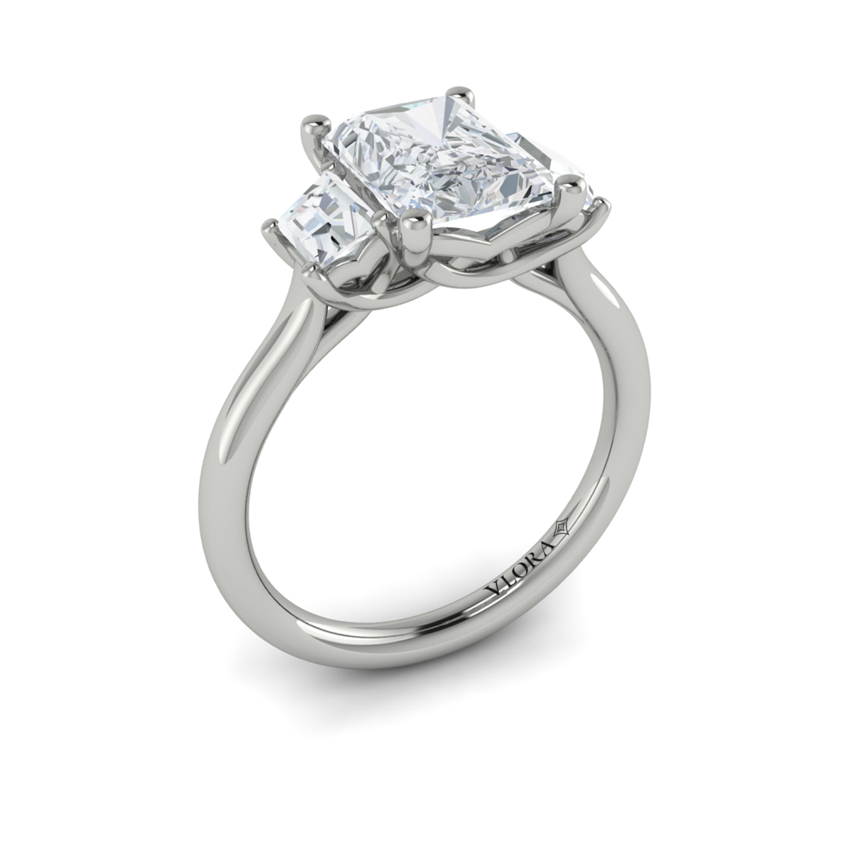Tapestry Three Stone Emerald Cut Engagement Ring