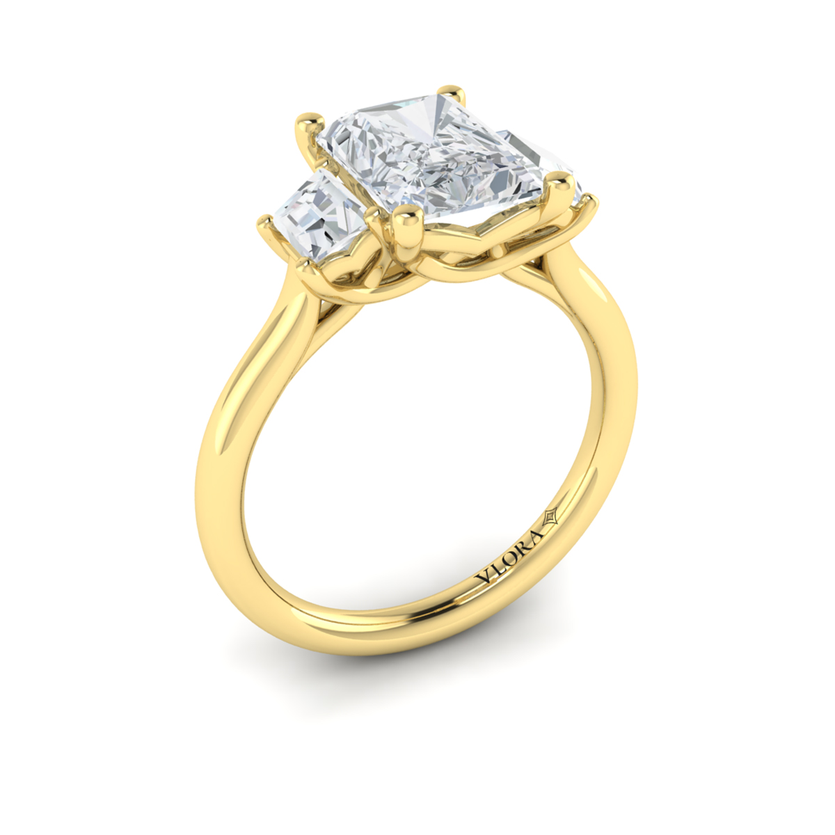 Tapestry Three Stone Emerald Cut Engagement Ring