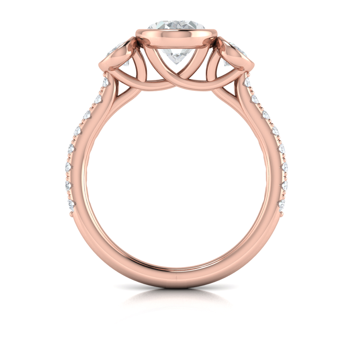 Trio Oval Bezel Engagement Ring