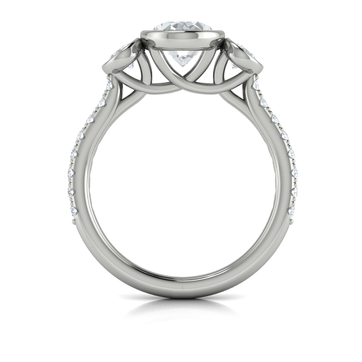 Trio Oval Bezel Engagement Ring