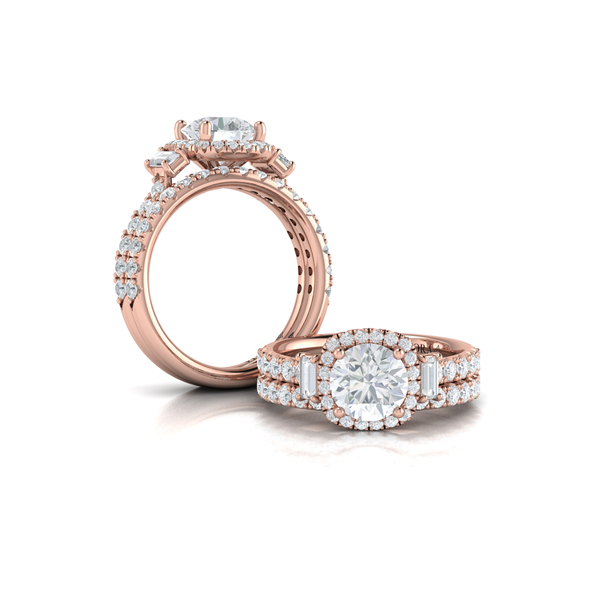 Harmony Trio Halo Engagement Ring