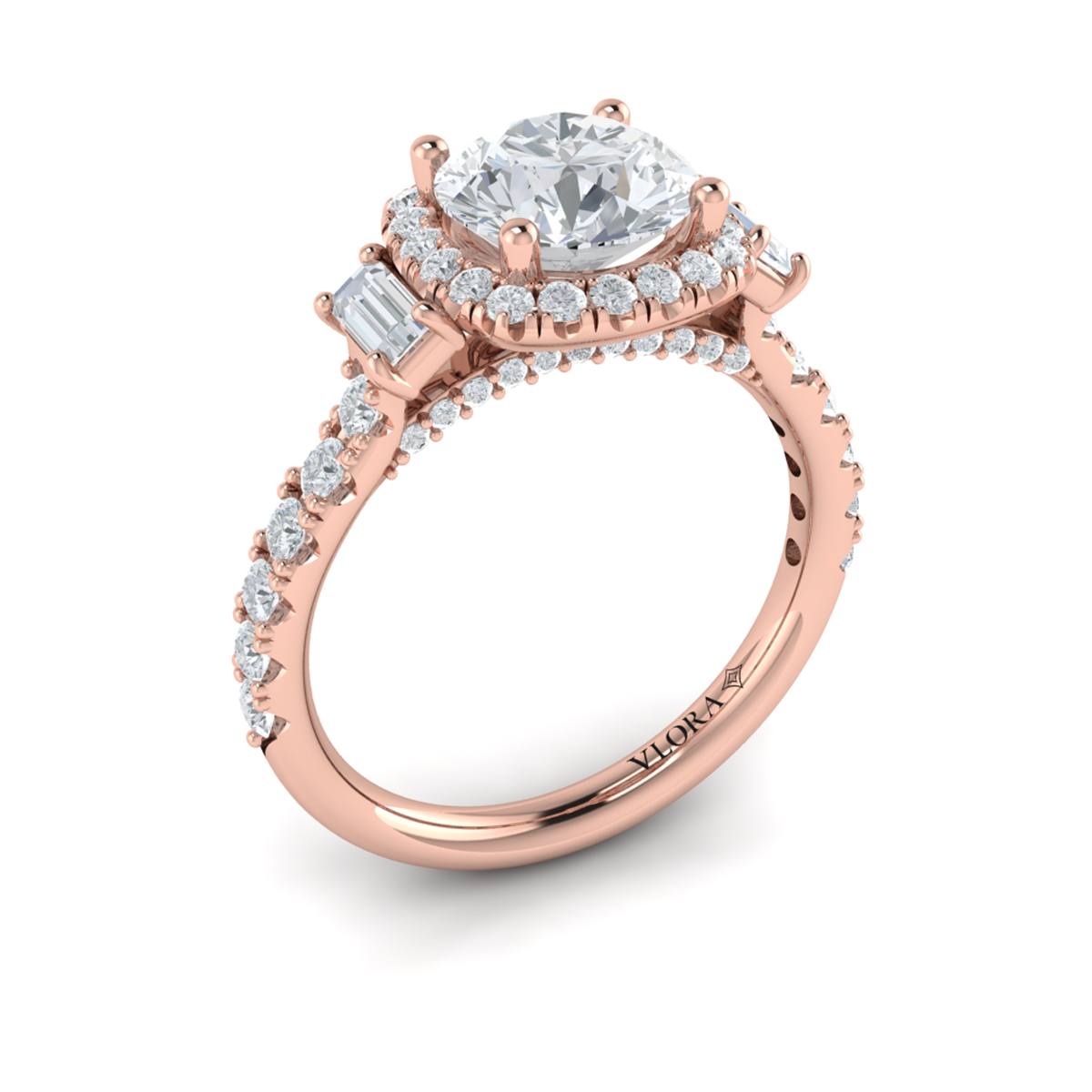 Harmony Trio Halo Engagement Ring