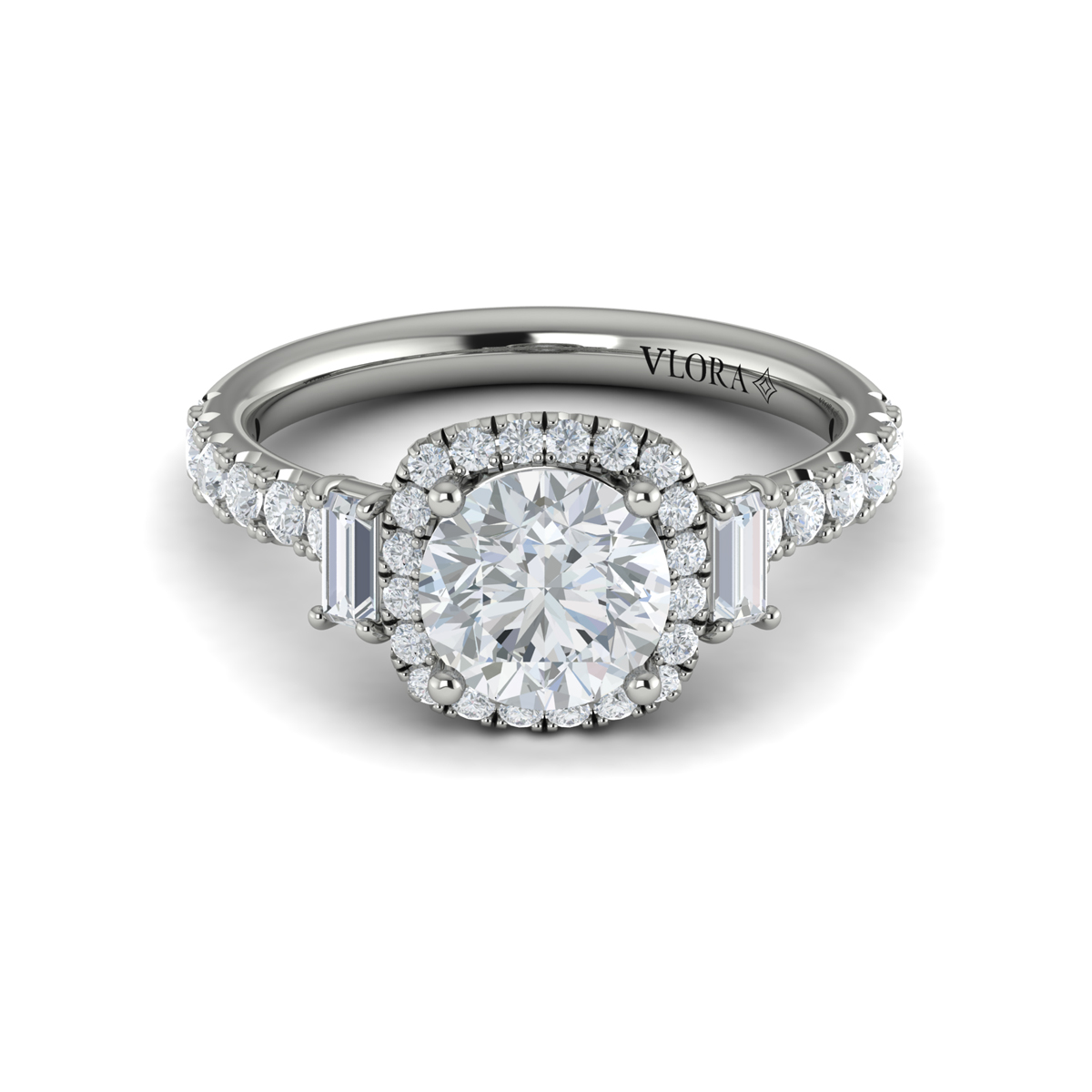 Harmony Trio Halo Engagement Ring