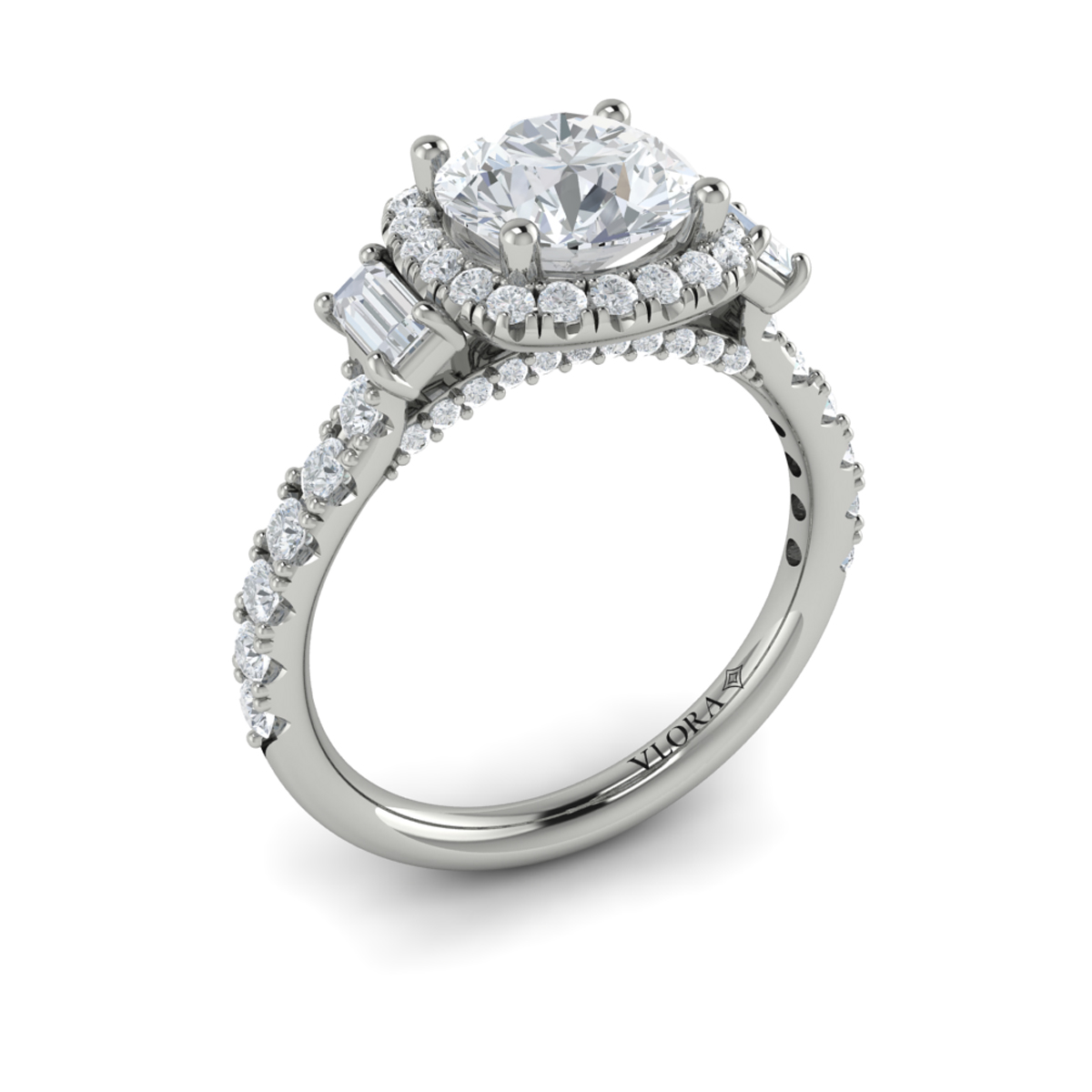 Harmony Trio Halo Engagement Ring