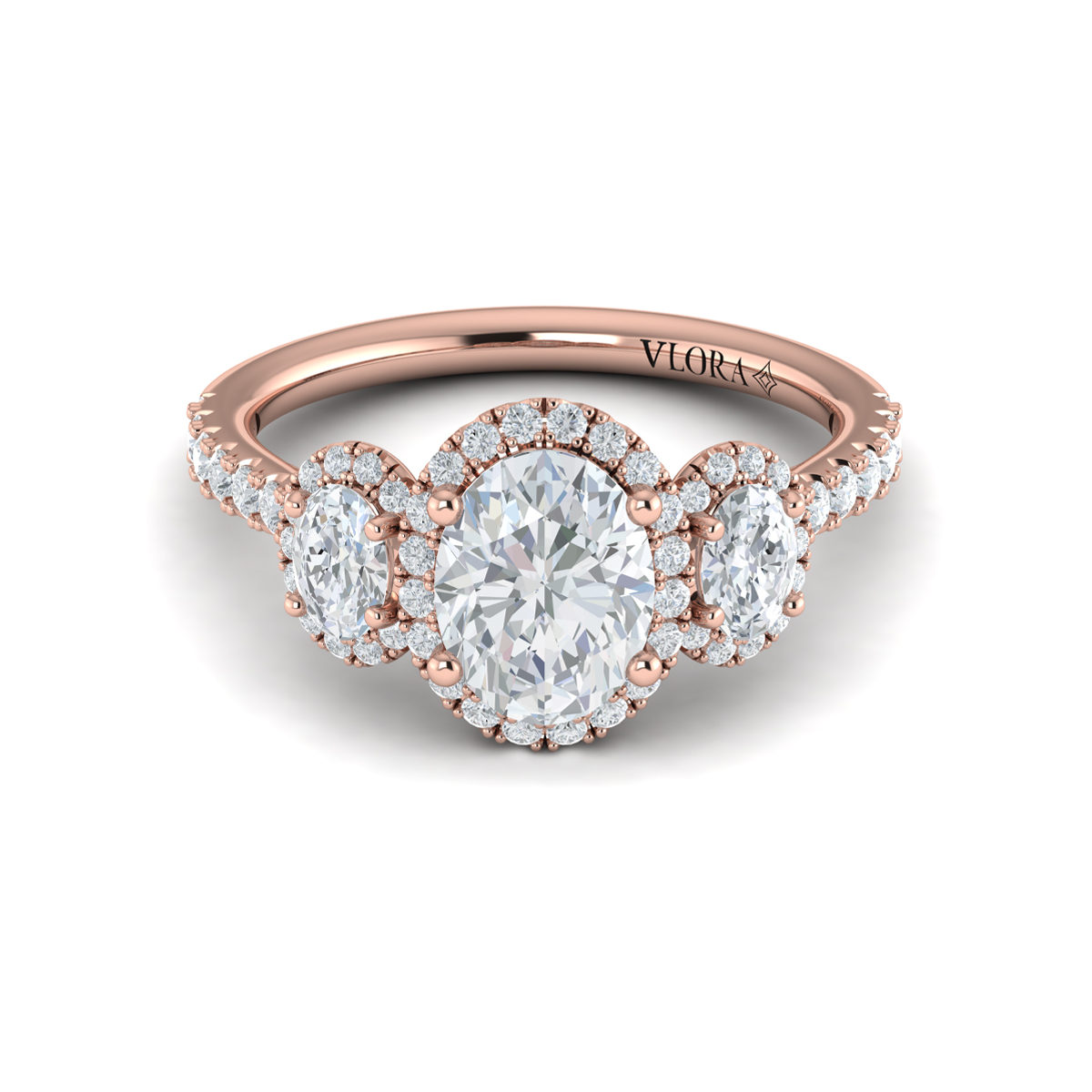 Triple Halo Oval Engagement Ring