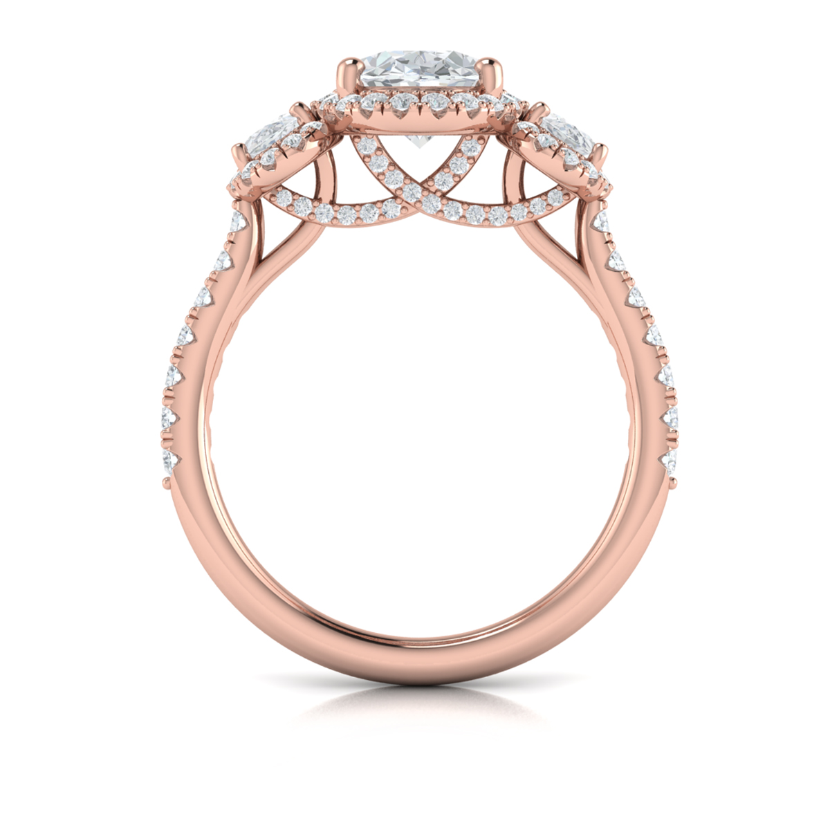 Triple Halo Oval Engagement Ring