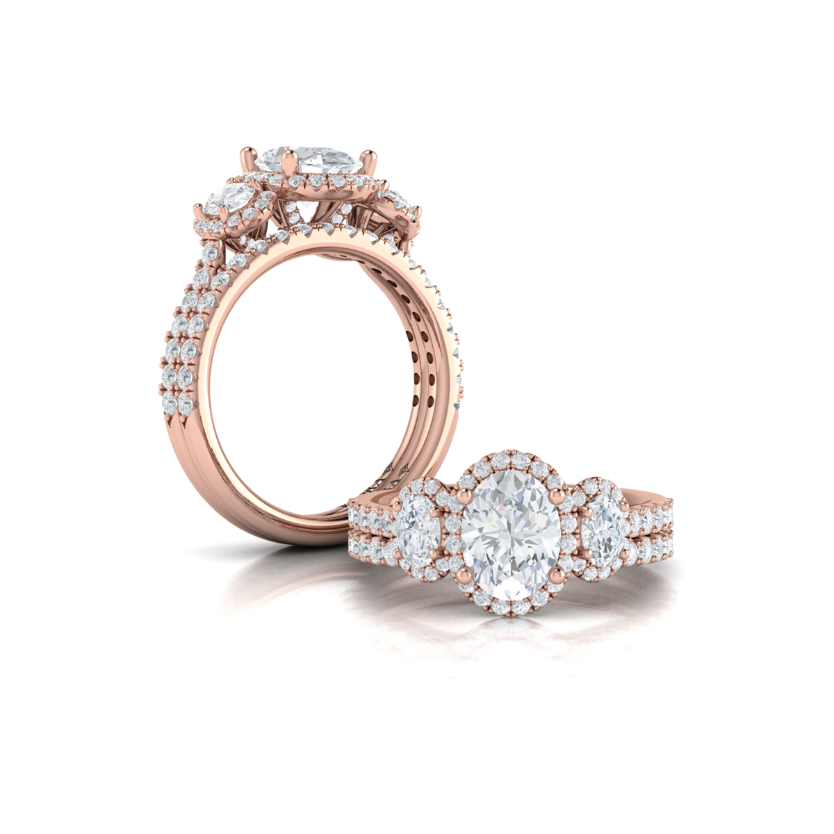 Triple Halo Oval Engagement Ring