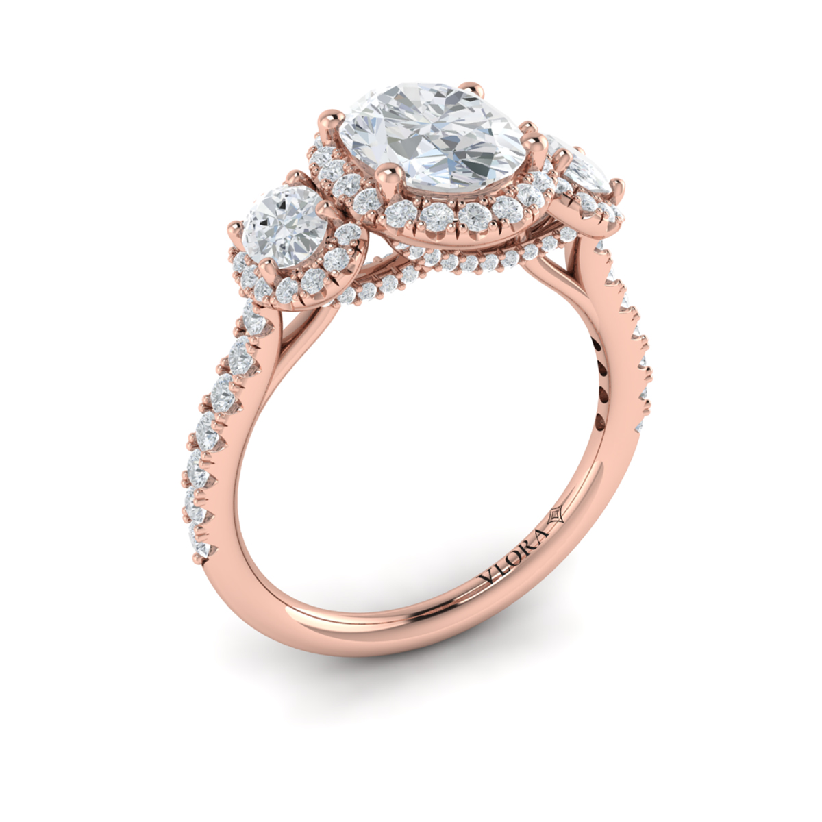 Triple Halo Oval Engagement Ring