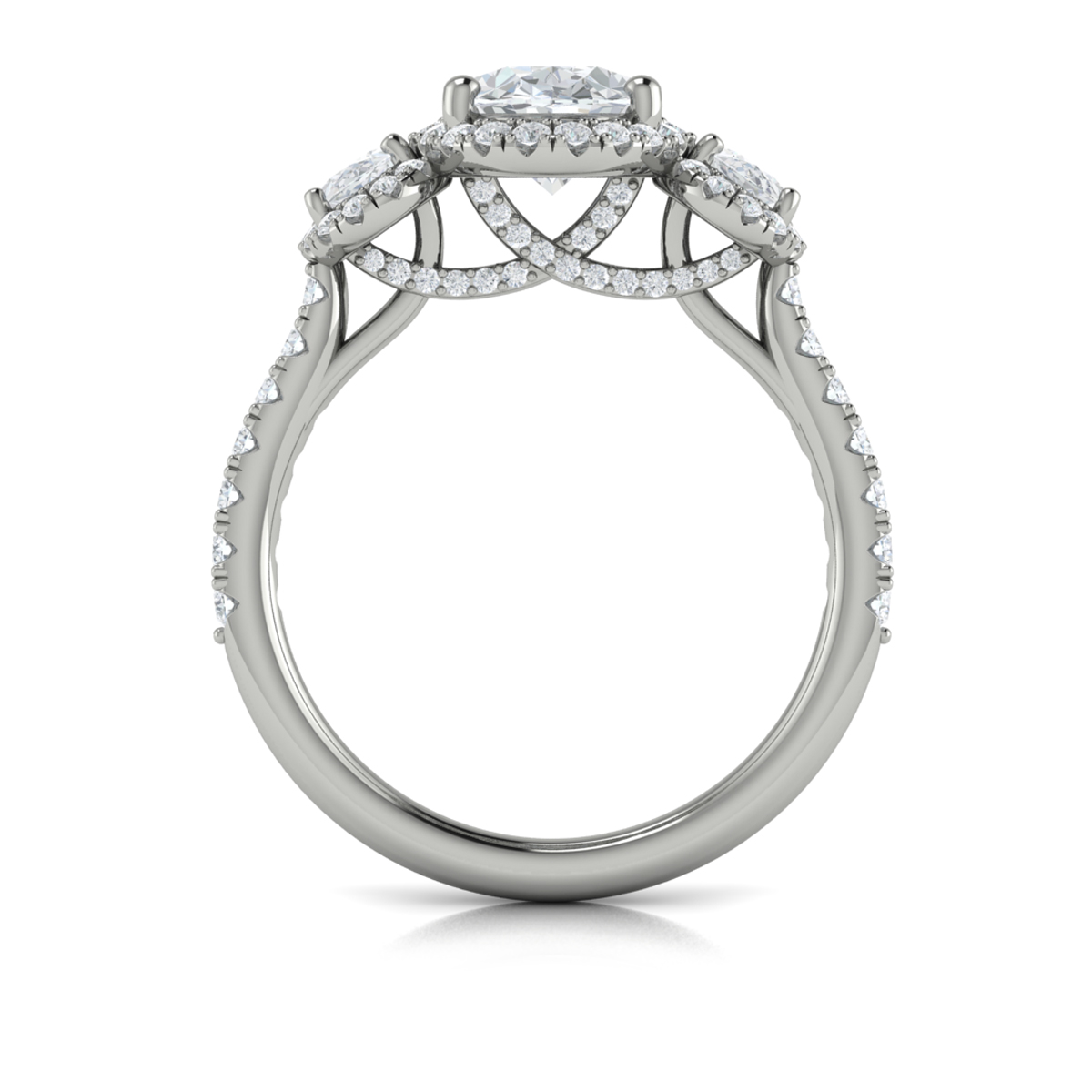 Triple Halo Oval Engagement Ring
