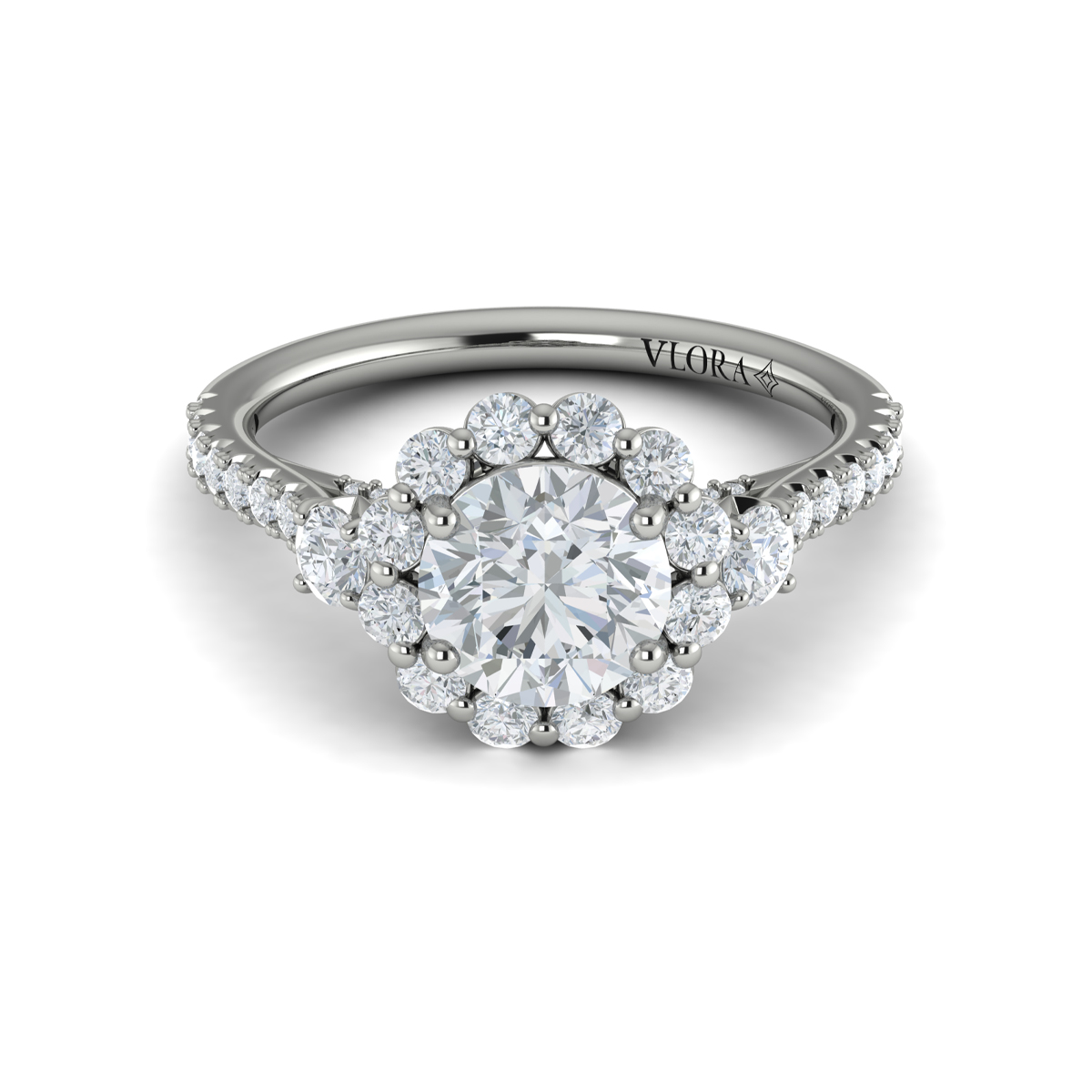 Enchanted Floral Halo Engagement Ring