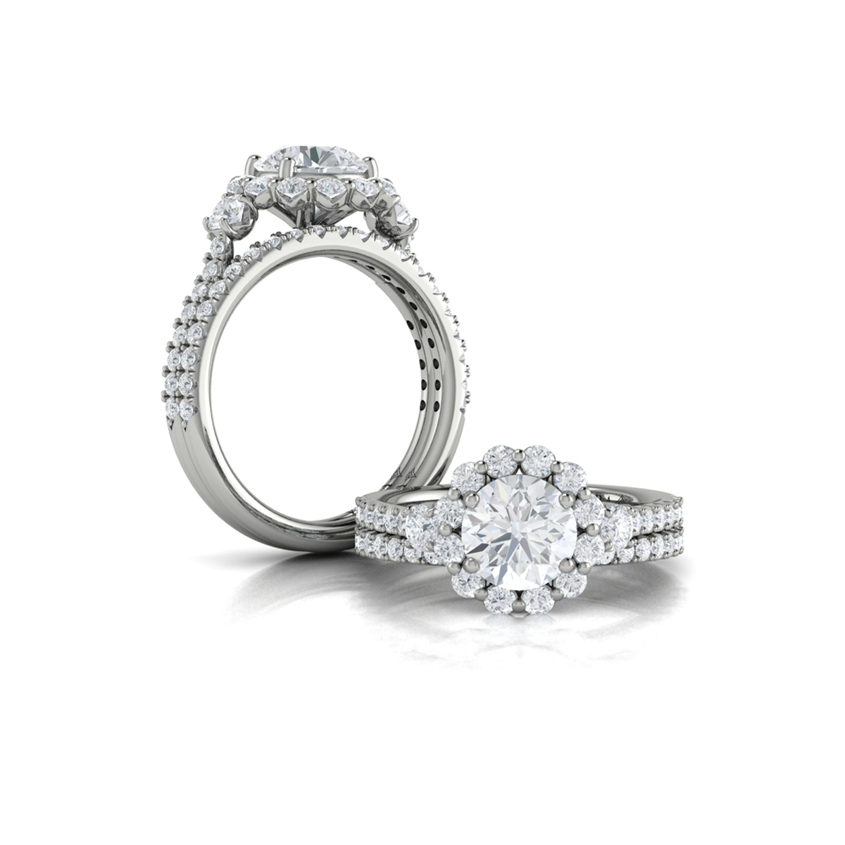 Enchanted Floral Halo Engagement Ring
