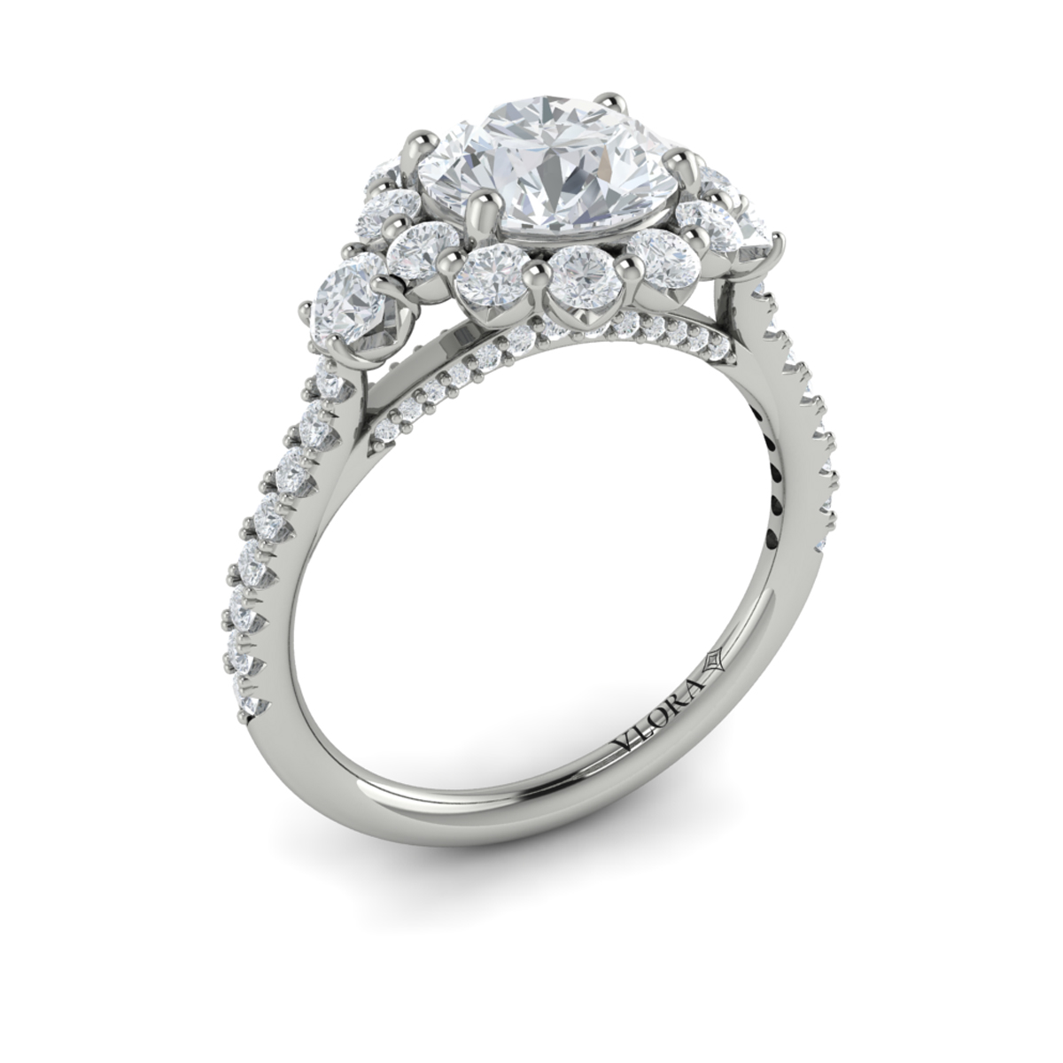 Enchanted Floral Halo Engagement Ring