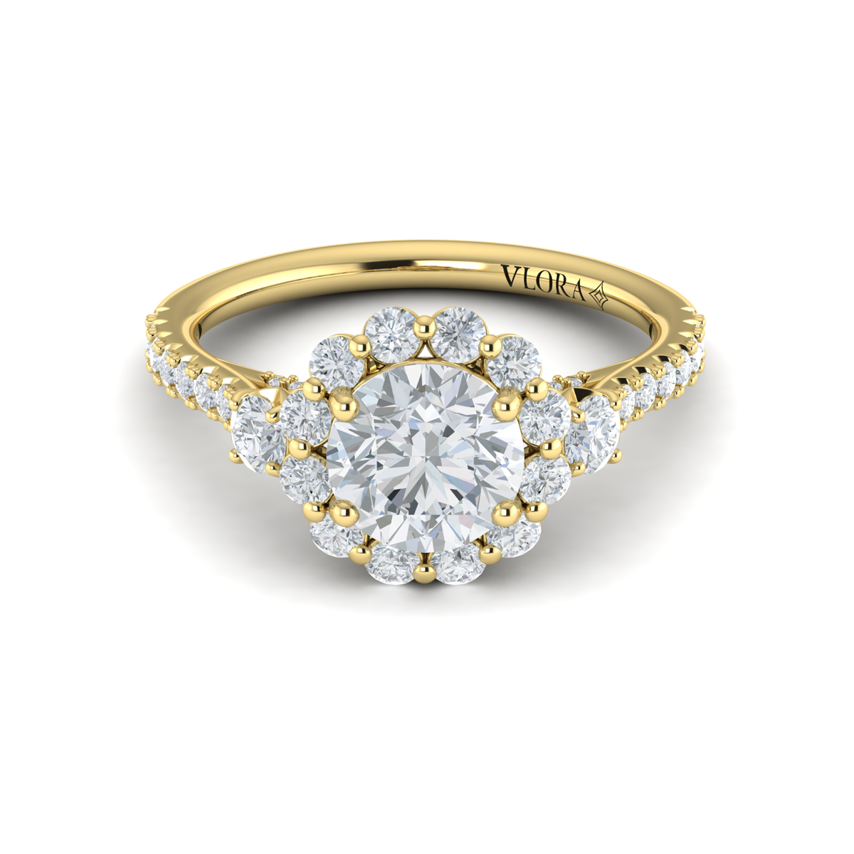Enchanted Floral Halo Engagement Ring