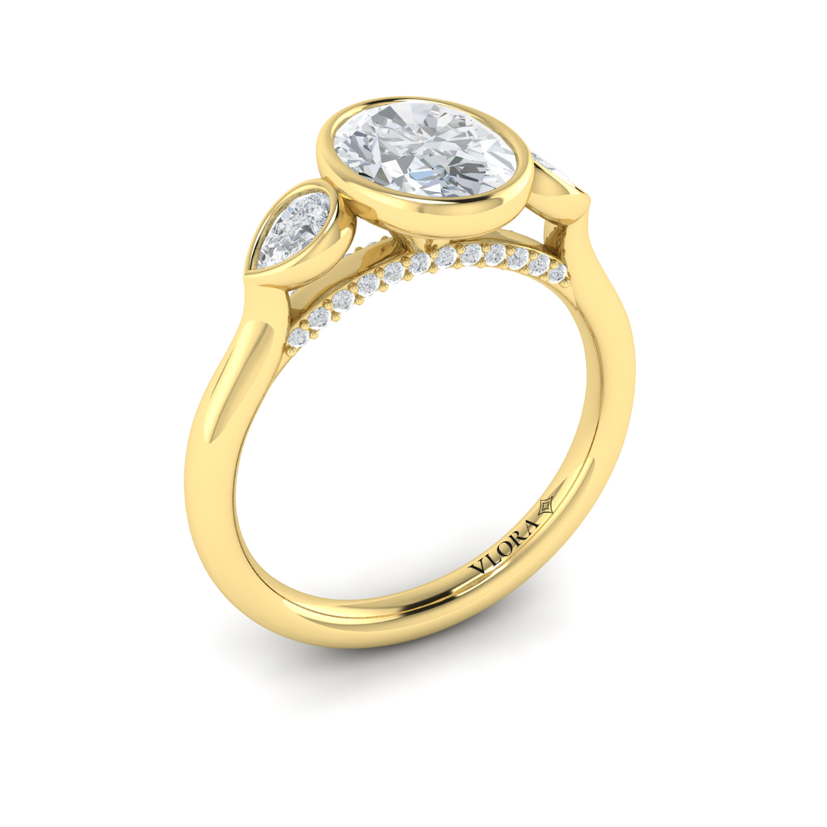 Streamlined Oval Bezel Engagement Ring