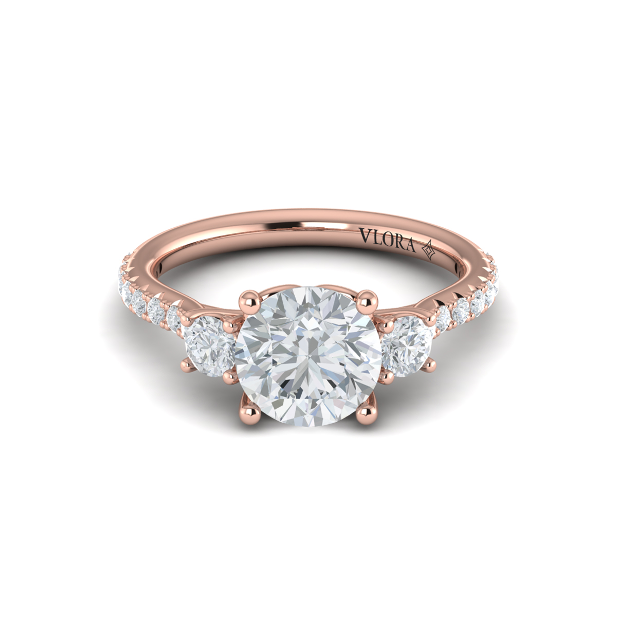 Woven Embrace Three Stone Engagement Ring