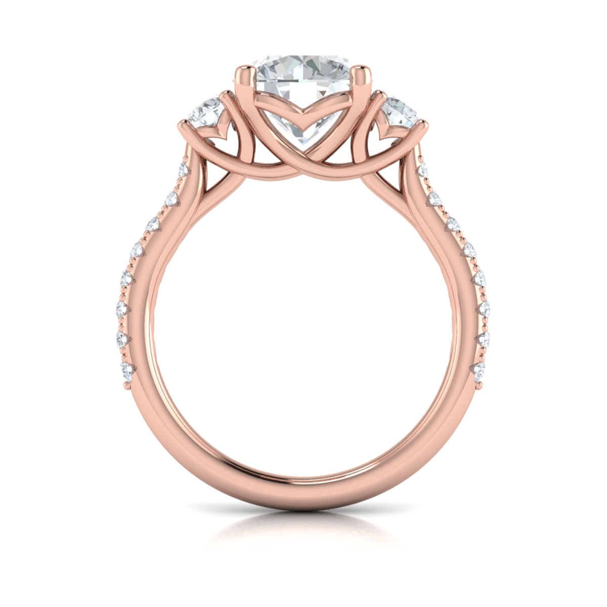 Woven Embrace Three Stone Engagement Ring