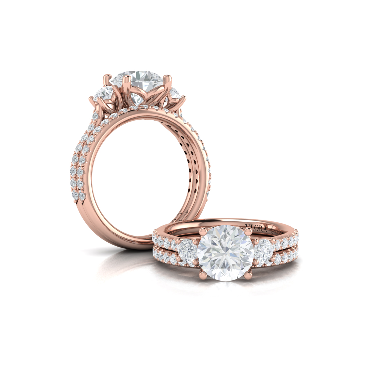 Woven Embrace Three Stone Engagement Ring