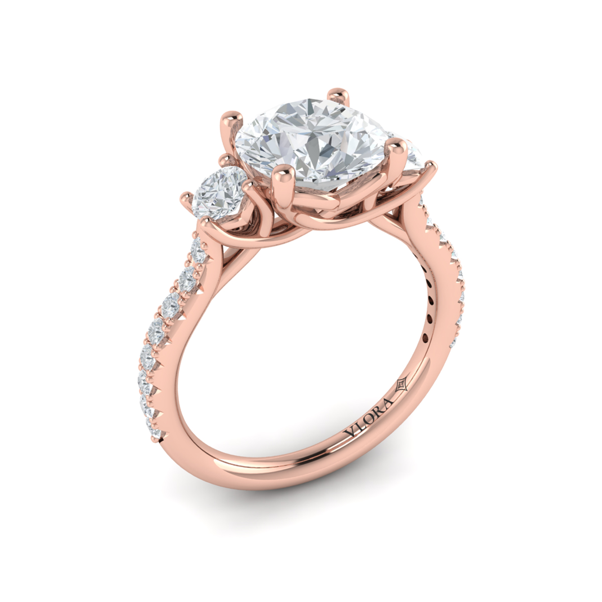 Woven Embrace Three Stone Engagement Ring