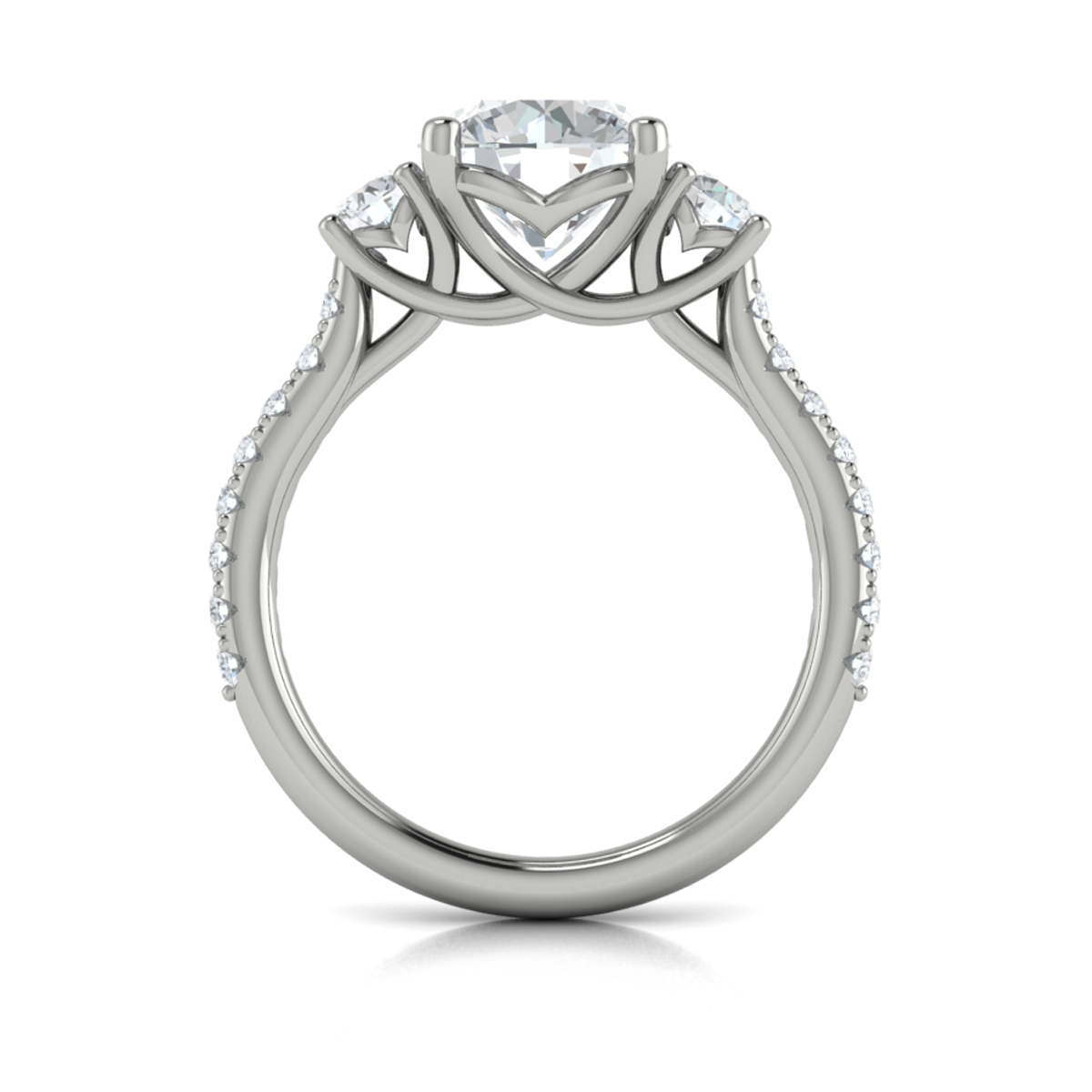 Woven Embrace Three Stone Engagement Ring
