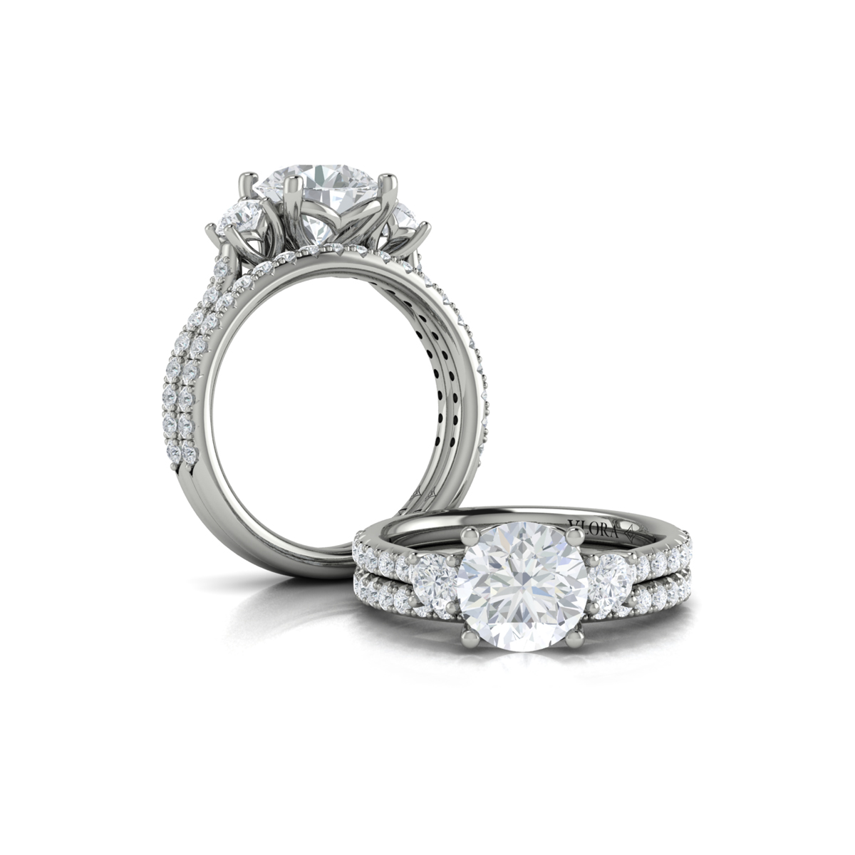 Woven Embrace Three Stone Engagement Ring