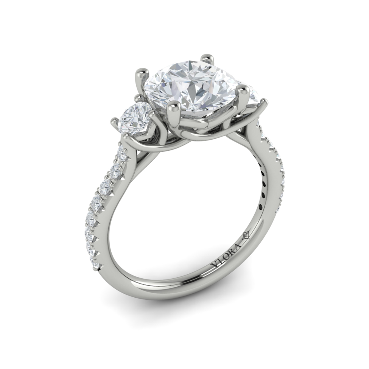 Woven Embrace Three Stone Engagement Ring