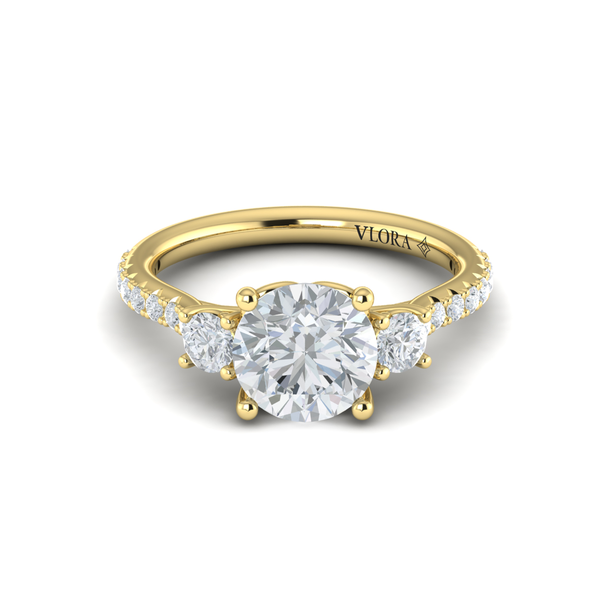 Woven Embrace Three Stone Engagement Ring