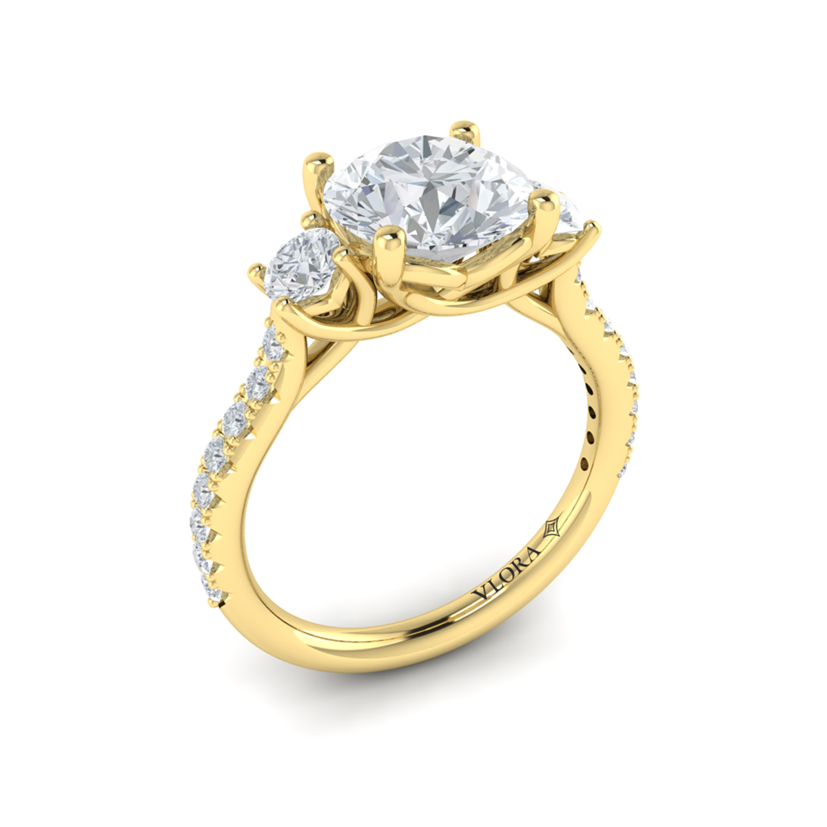 Woven Embrace Three Stone Engagement Ring