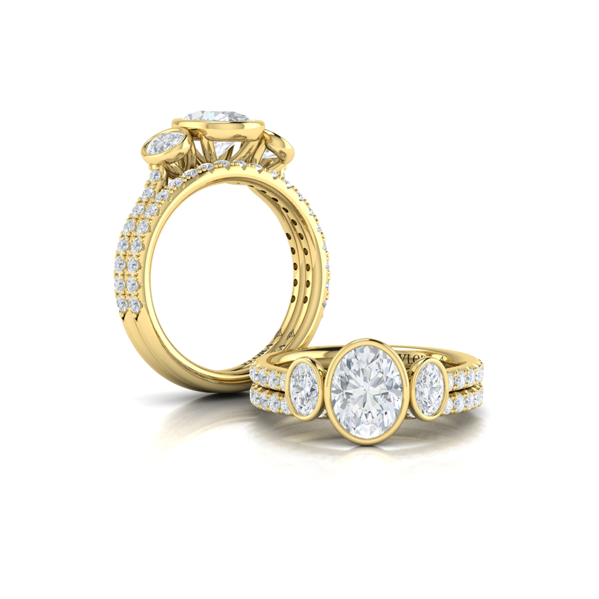 Matching Band for Trio Oval Bezel Engagement Ring