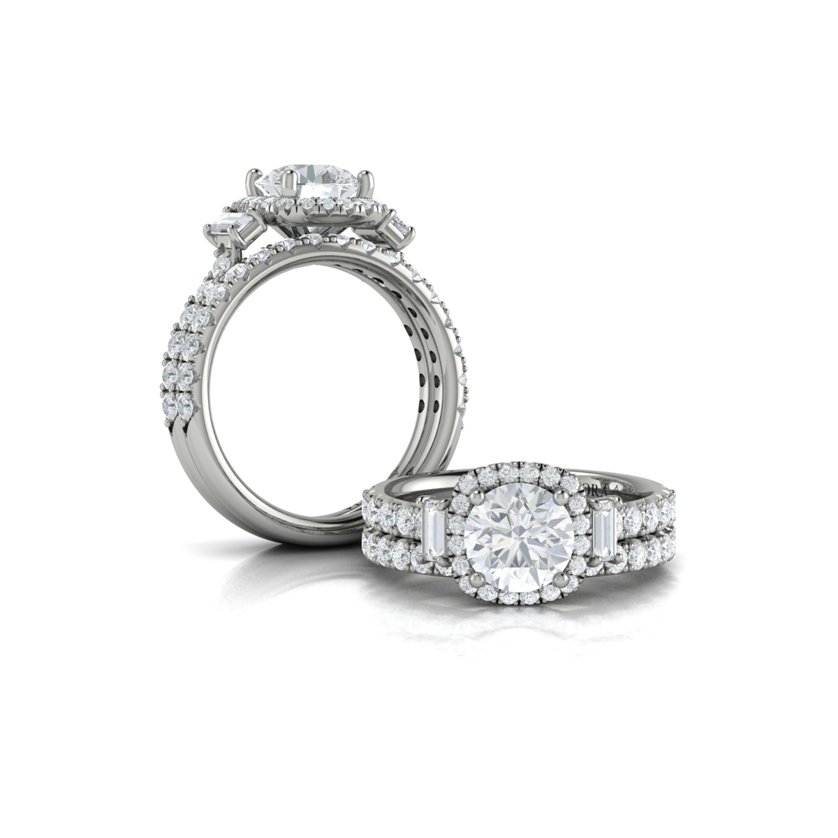 Matching Band for Harmony Trio Halo Engagement Ring
