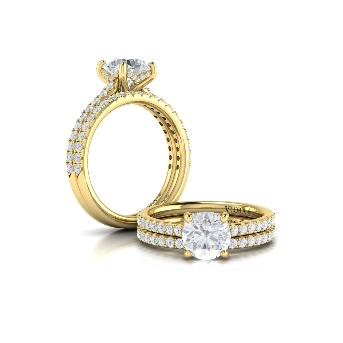 Matching Band for Classic Cathedral Engagement Ring with a Hidden Halo