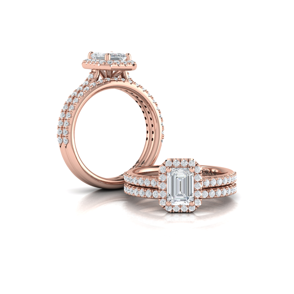Matching Band for Timeless Halo Emerald Cut Engagement Ring