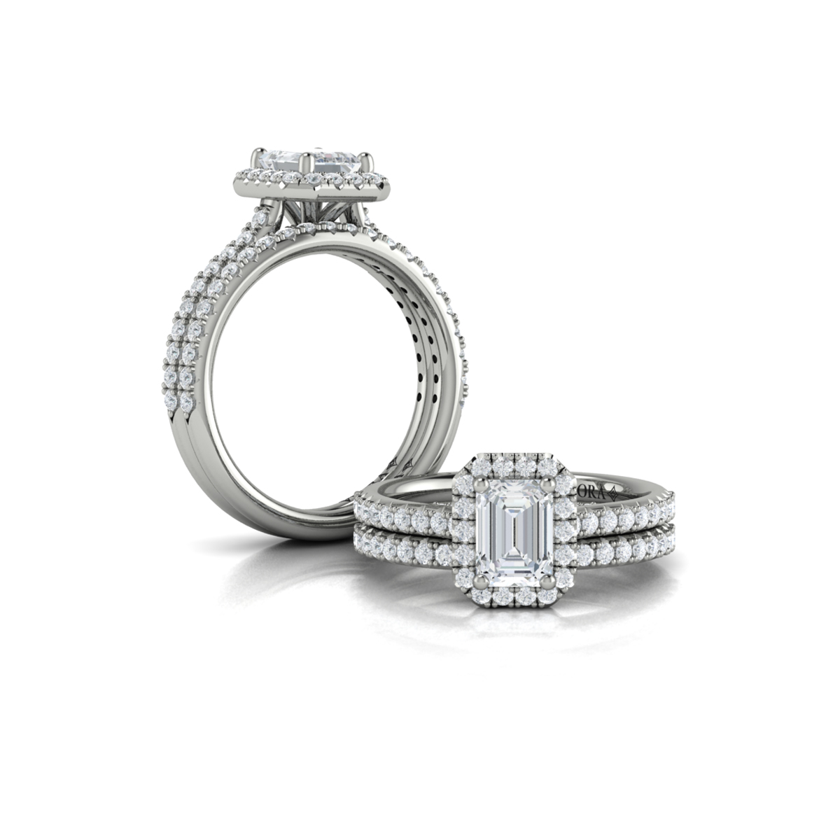 Matching Band for Timeless Halo Emerald Cut Engagement Ring