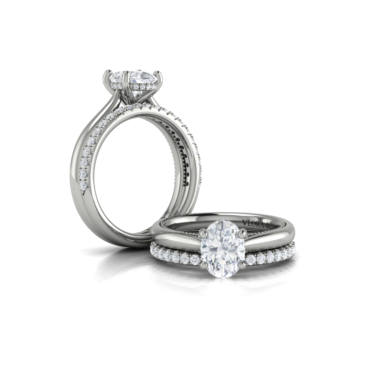 Matching Band for Modern Vintage Solitaire Engagement Ring with Hidden Halo