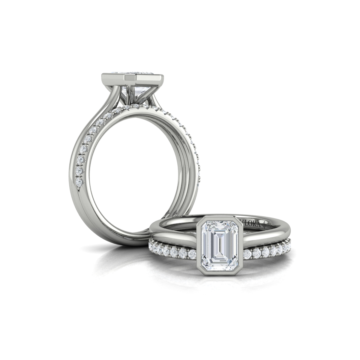 Matching Band for Singular Emerald Cut Bezel Engagement Ring