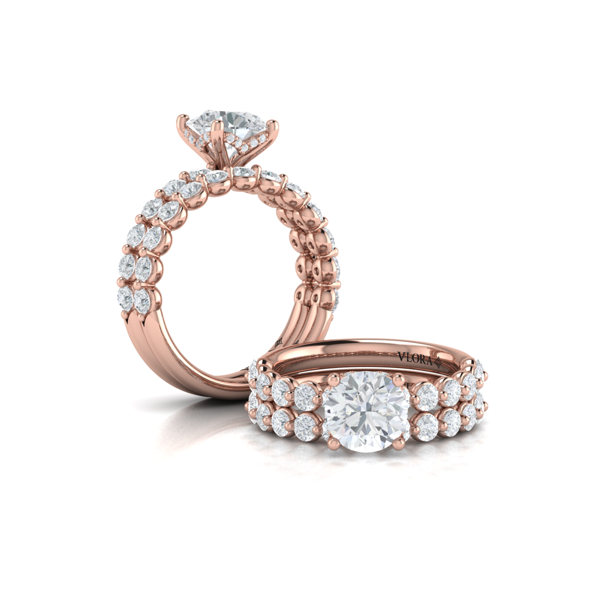 Matching Band for Classic Round Engagement Ring with Floating Diamond Band