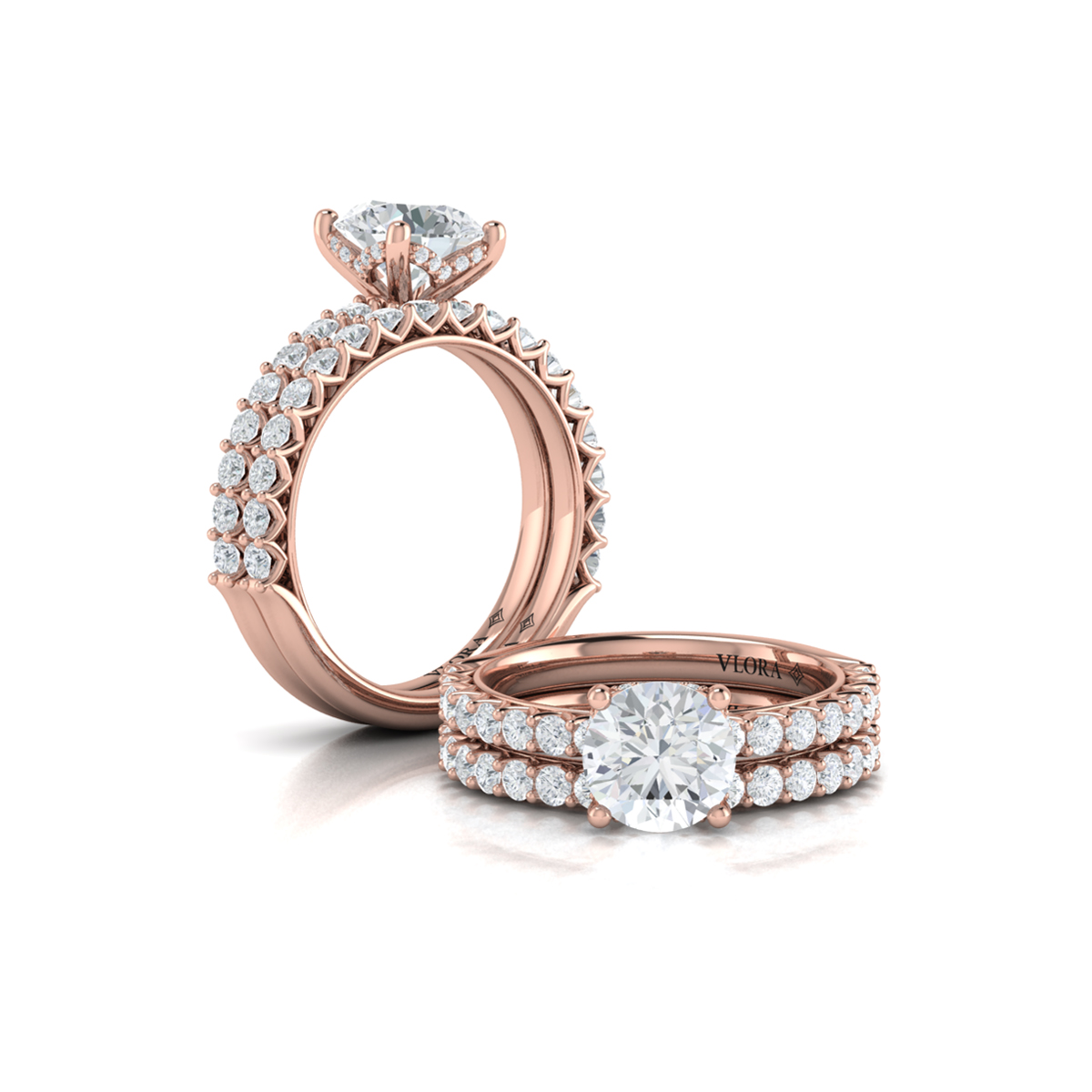 Matching Band for Woven Elegance Hidden Halo Round Engagement Ring
