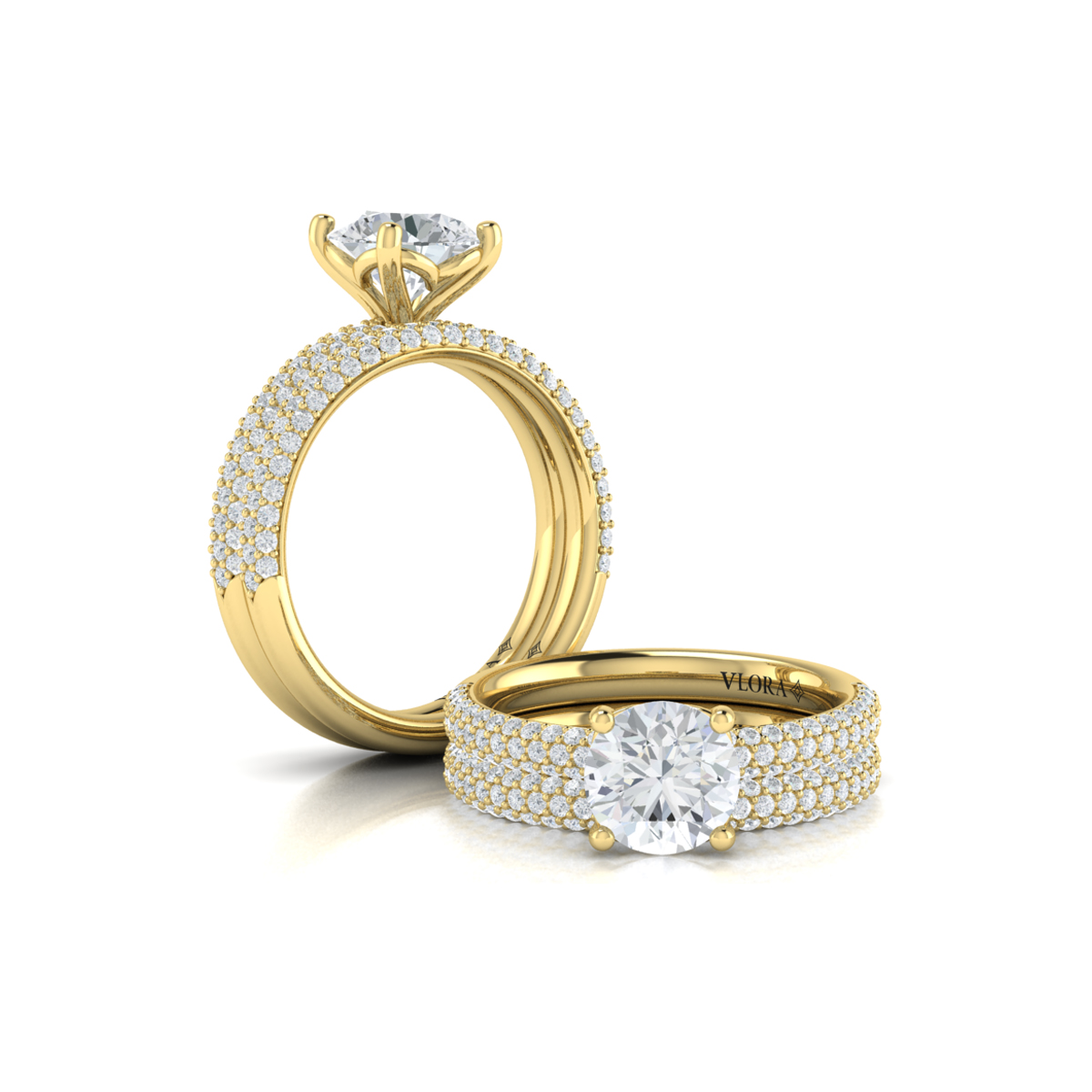Matching Band for Shimmering Engagement Ring with Micropave Band