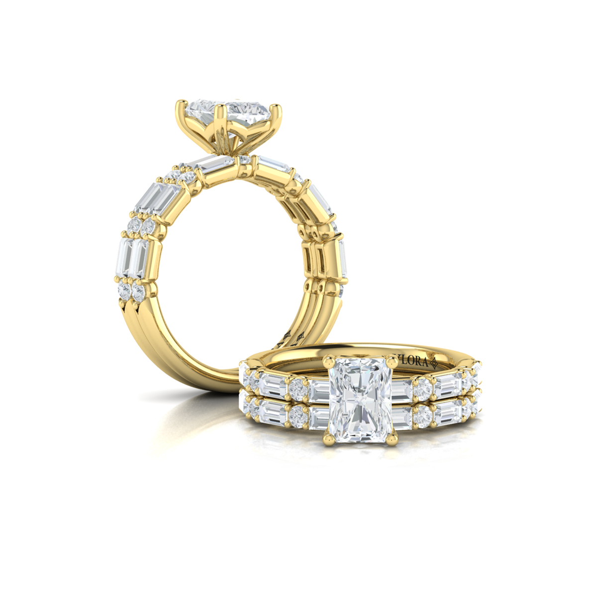 Matching Band for Daring Deco Emerald Cut Engagement Ring